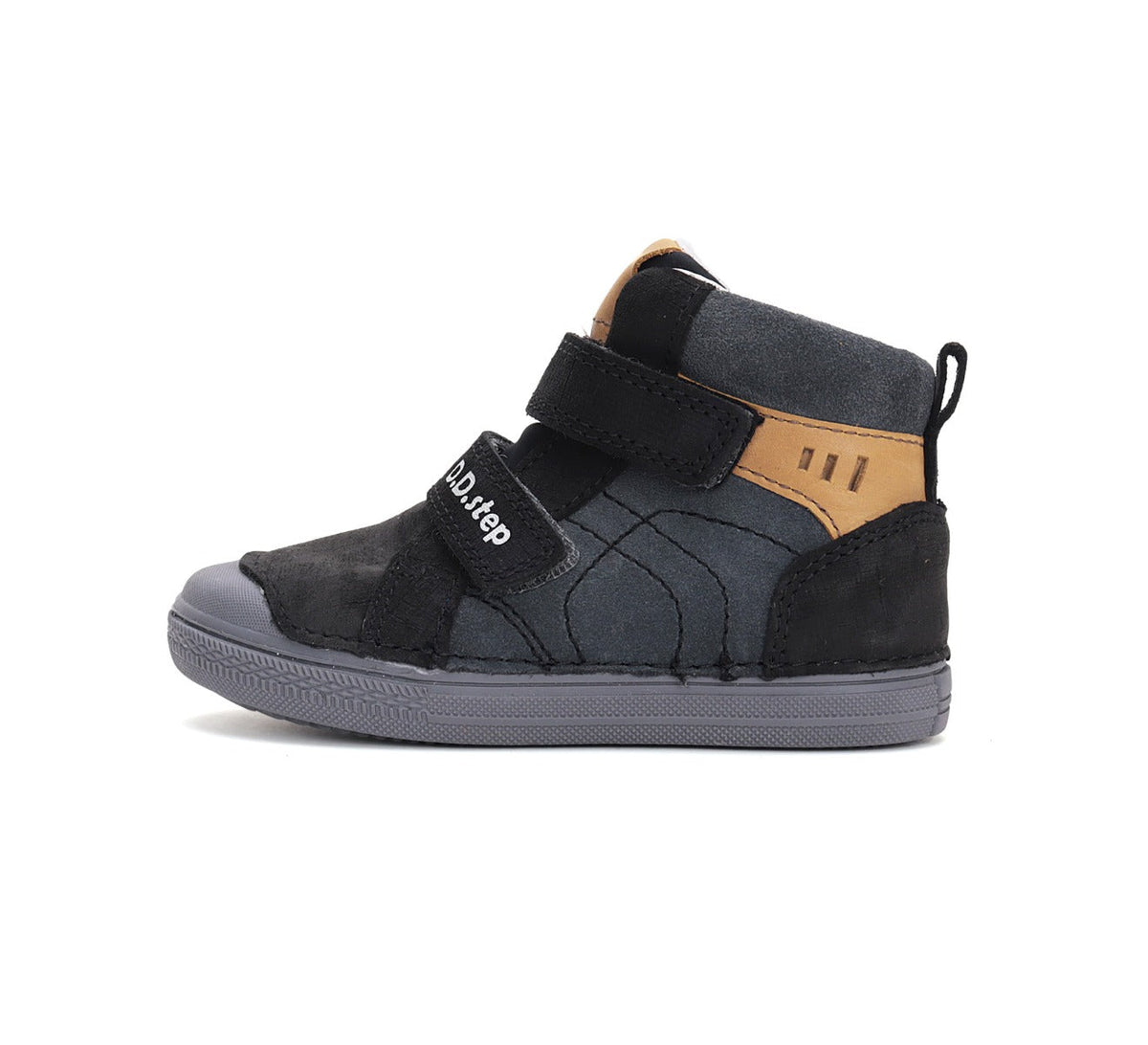 D.D.Step ghete baieti cu scai 31-36 Dark Grey cu maro