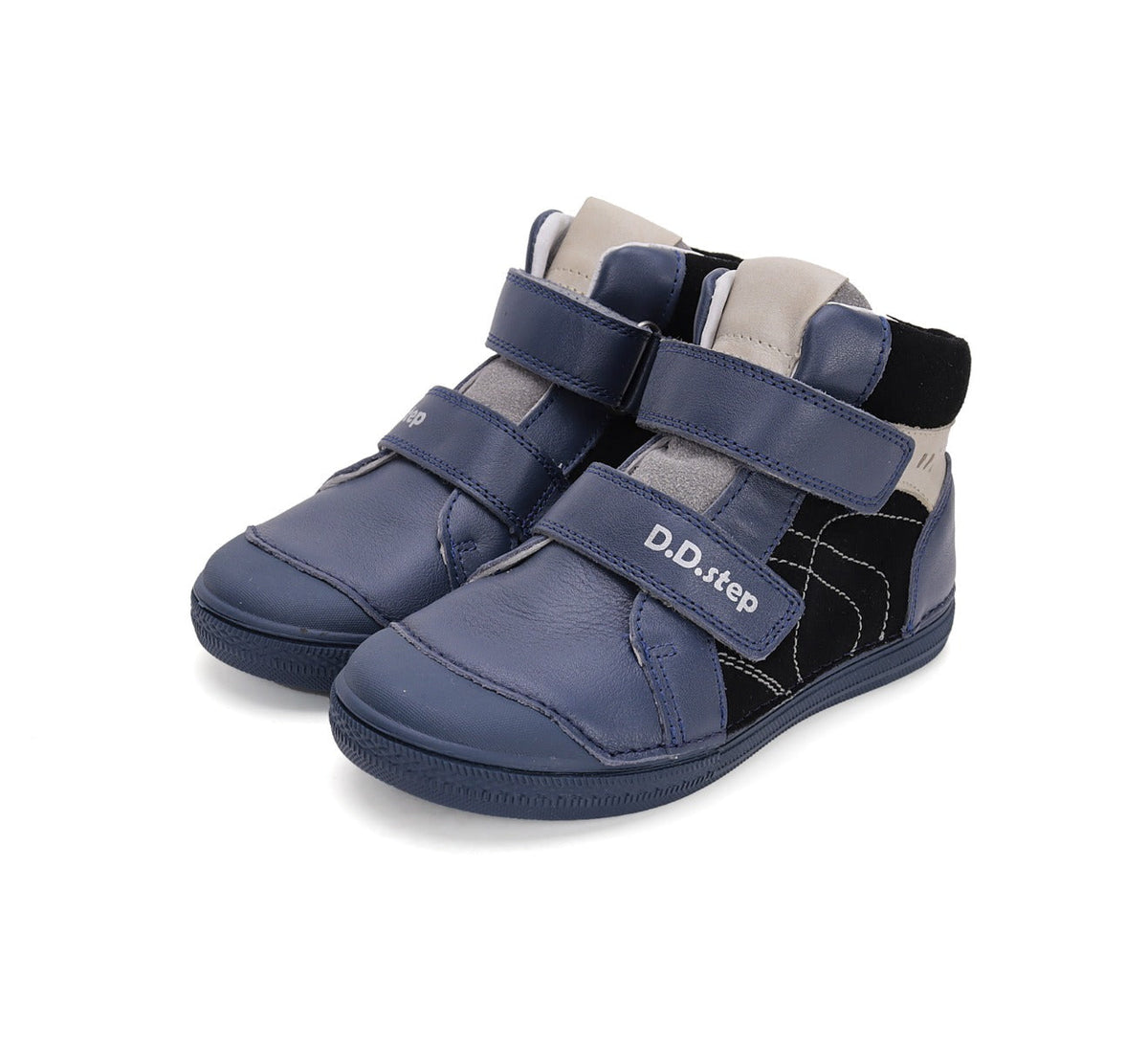 D.D.Step ghete baieti cu scai 25-30 Royal Blue cu negru