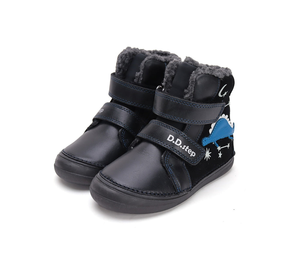 D.D.Step ghete baieti fluorescente si imblanite 26-31 Black cu dino Imagine principală a produsului