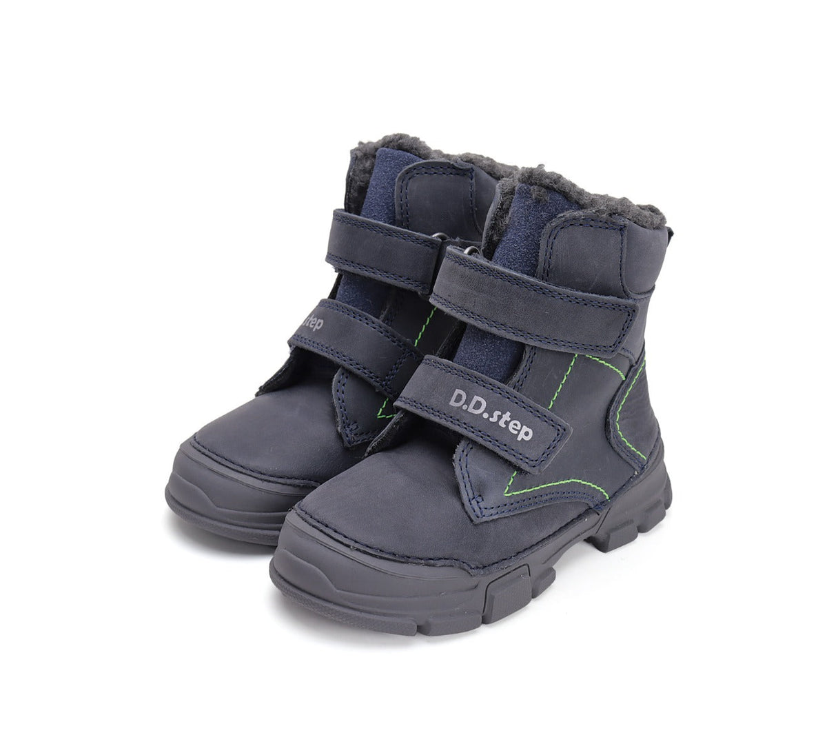 D.D.Step ghete baieti imblanite 25-30 Royal Blue cu cusatura verde