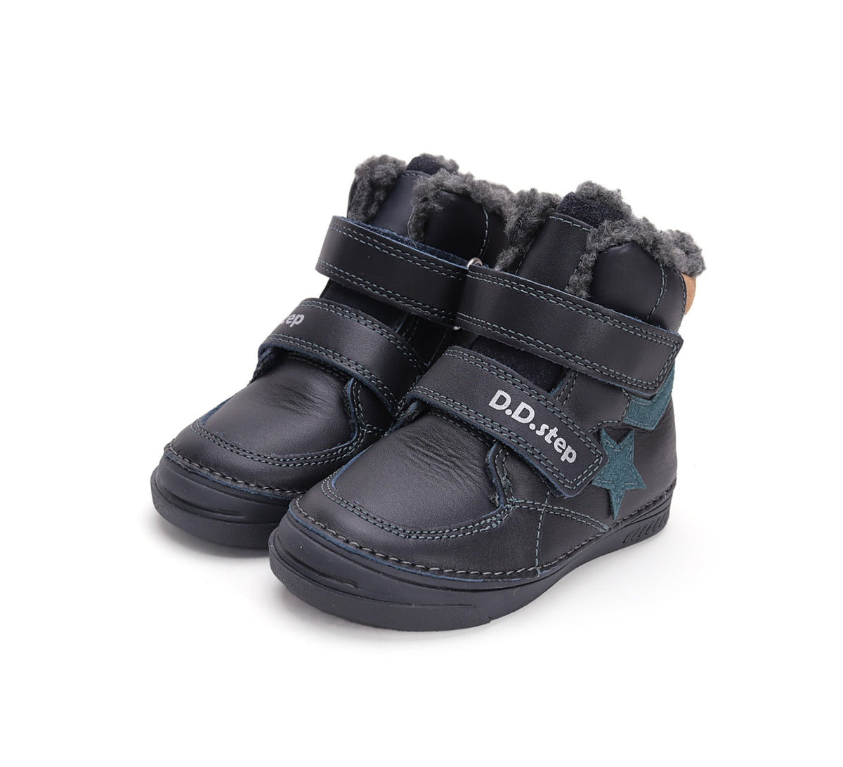 D.D.Step ghete baieti imblanite 25-30 Royal Blue cu stea petrol
