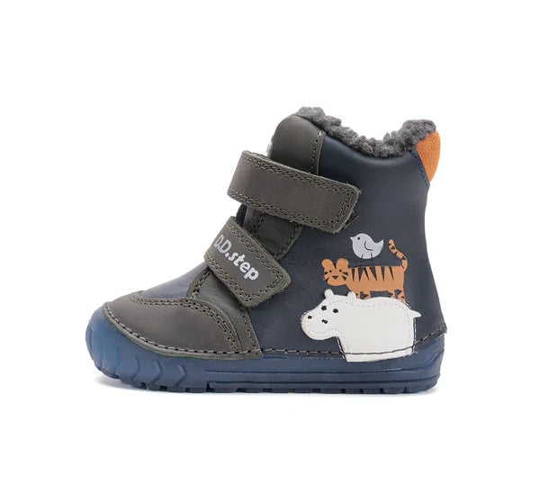 D.D.Step ghete baieti imblanite cu talpa fluorescenta 19-24 Royal Blue Wild Animals Imagine secundară a produsului
