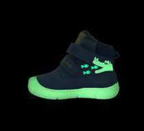 D.D.Step ghete baieti imblanite cu talpa fluorescenta 26-31 Bermuda Blue  cu crocodil si pesti