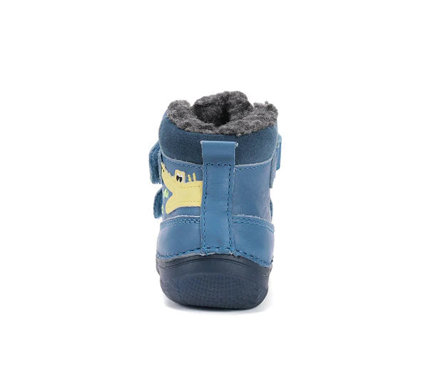 D.D.Step ghete baieti imblanite cu talpa fluorescenta 26-31 Bermuda Blue  cu crocodil si pesti
