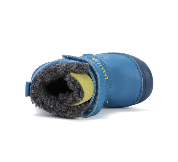 D.D.Step ghete baieti imblanite cu talpa fluorescenta 26-31 Bermuda Blue  cu crocodil si pesti