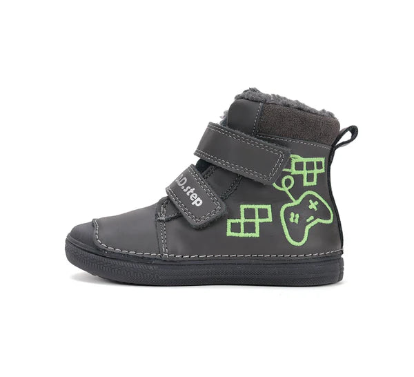 D.D.Step ghete baieti imblanite cu talpa fluorescenta 25-30 Dark grey cu controler Imagine secundară a produsului