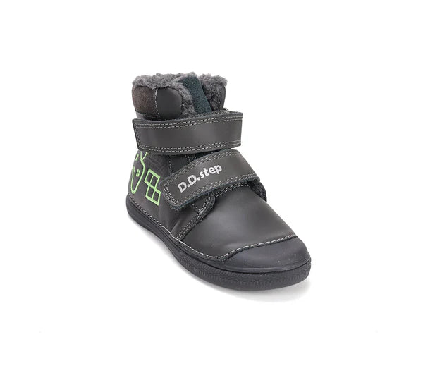 D.D.Step ghete baieti imblanite cu talpa fluorescenta 25-30 Dark grey cu controler