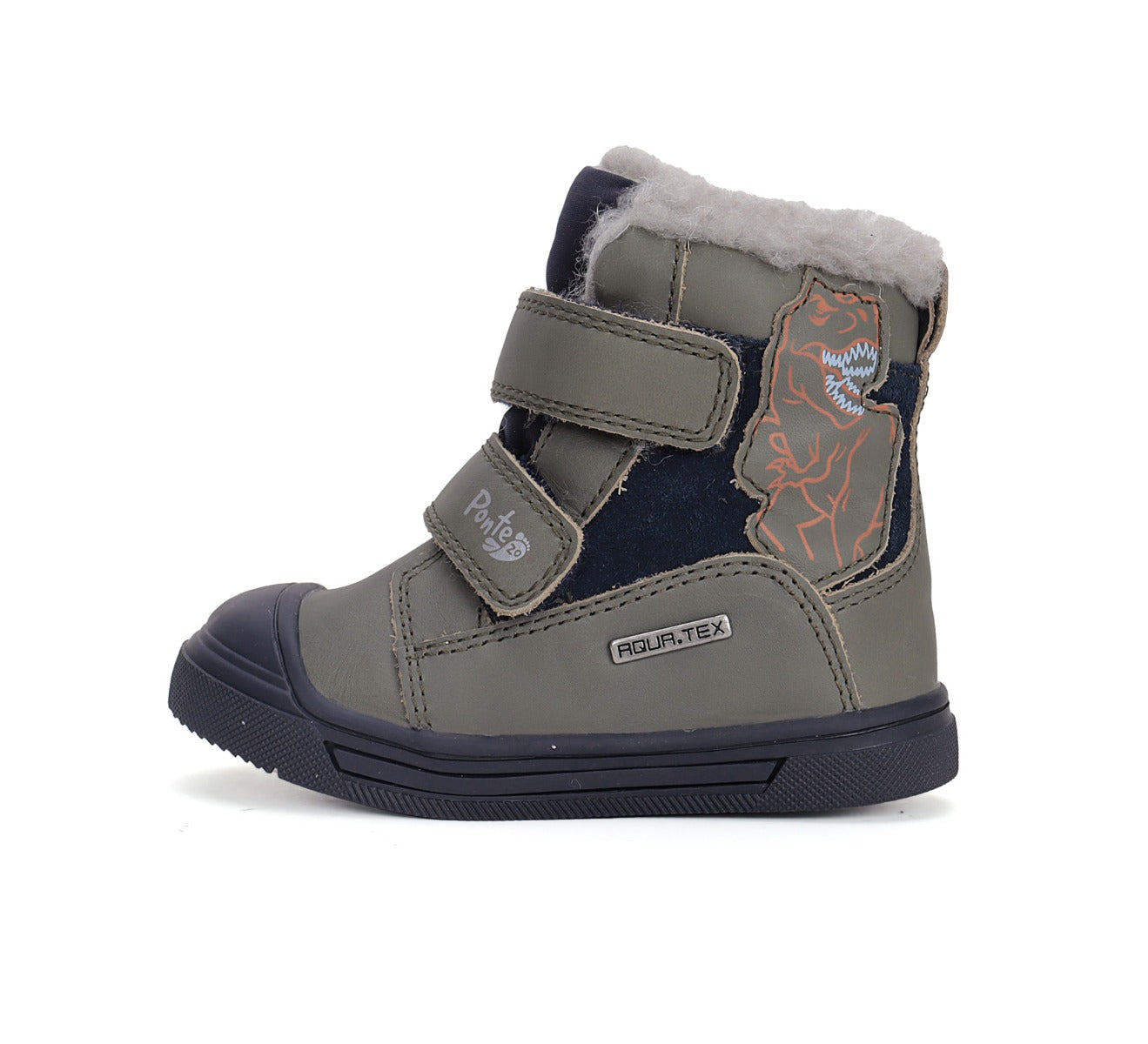 D.D.Step ghete baieti imblanite Ponte20 supinati AQUA-TEX 28-33 Khaki cu dino Imagine secundară a produsului