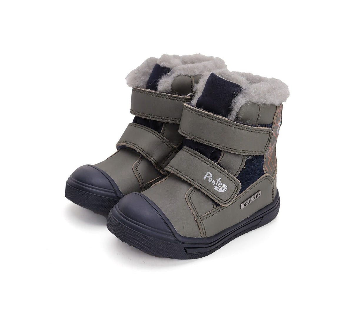 D.D.Step ghete baieti imblanite Ponte20 supinati AQUA-TEX 28-33 Khaki cu dino Imagine principală a produsului