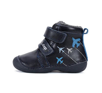 D.D.Step ghete baieti Primii pasi imblanite 18-23 Royal Blue cu avioane
