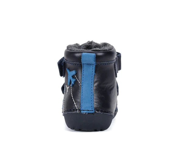 D.D.Step ghete baieti Primii pasi imblanite 18-23 Royal Blue cu avioane