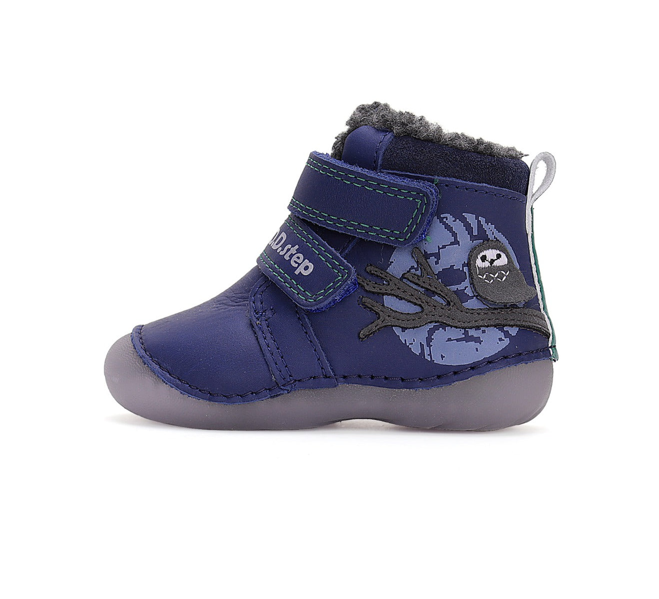 D.D.Step ghete baieti Primii pasi imblanite fluorescenti 19-24 Bermuda Blue cu bufnita Imagine secundară a produsului