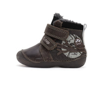 D.D.Step ghete baieti Primii pasi imblanite fluorescenti 19-24 Chocolate cu bufnita