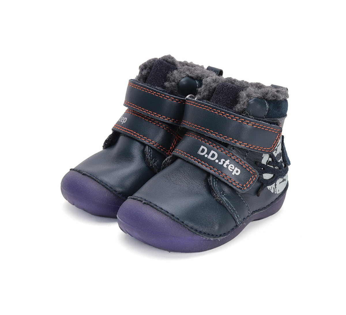 D.D.Step ghete baieti Primii pasi imblanite fluorescenti 19-24 Royal Blue cu bufnita Fő kép