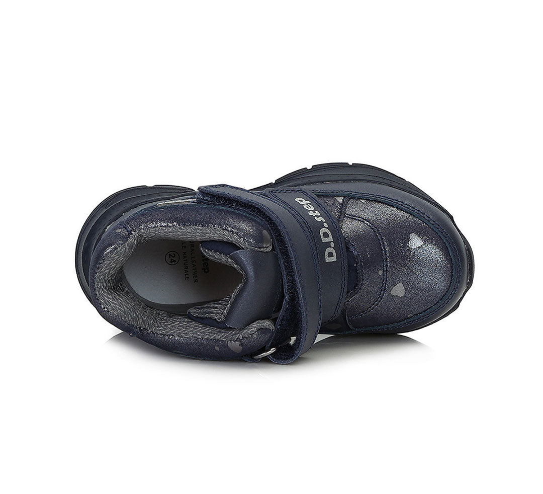 D.D.Step ghete fete Aqua-Tex 30-35 Royal Blue cu inimioare