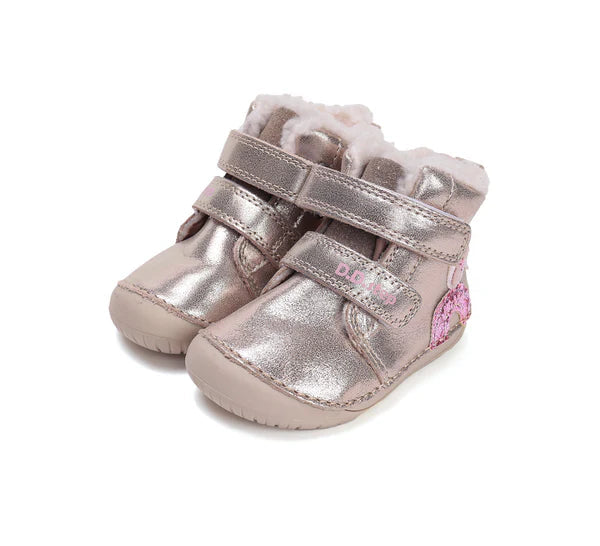 D.D.Step ghete fete Barefoot imblanite 20-25 Cream cu pasare Imagine principală a produsului
