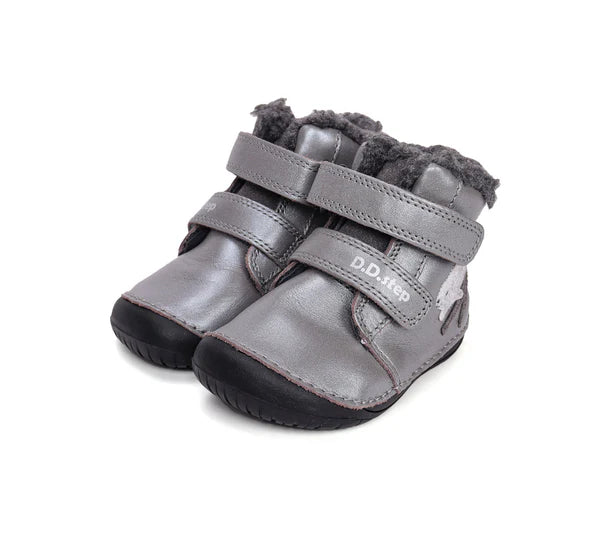 D.D.Step ghete fete Barefoot imblanite 20-25 Dark Grey cu veverita