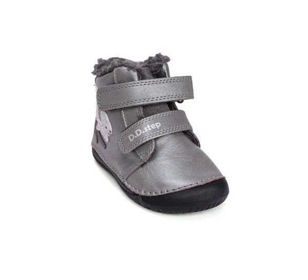 D.D.Step ghete fete Barefoot imblanite 20-25 Dark Grey cu veverita