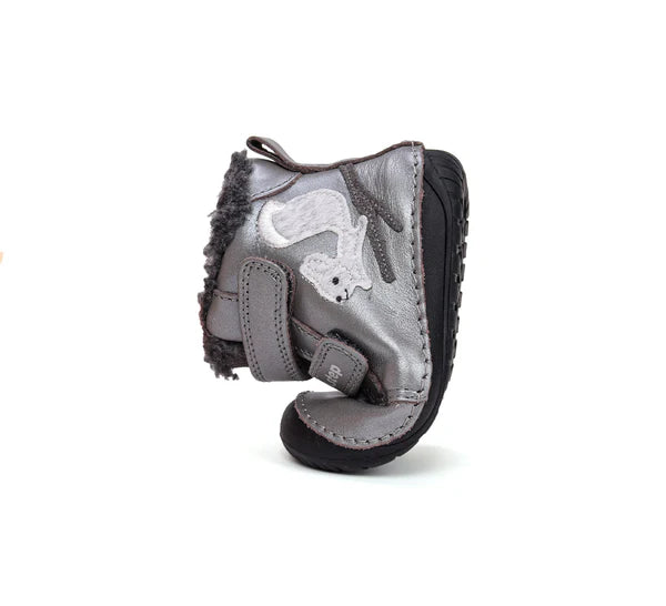 D.D.Step ghete fete Barefoot imblanite 20-25 Dark Grey cu veverita