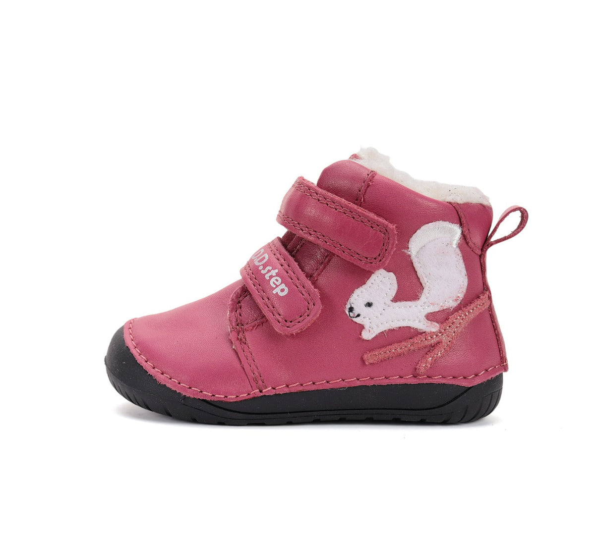 D.D.Step ghete fete Barefoot imblanite 20-25 Dark Pink cu veverita