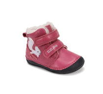 D.D.Step ghete fete Barefoot imblanite 20-25 Dark Pink cu veverita