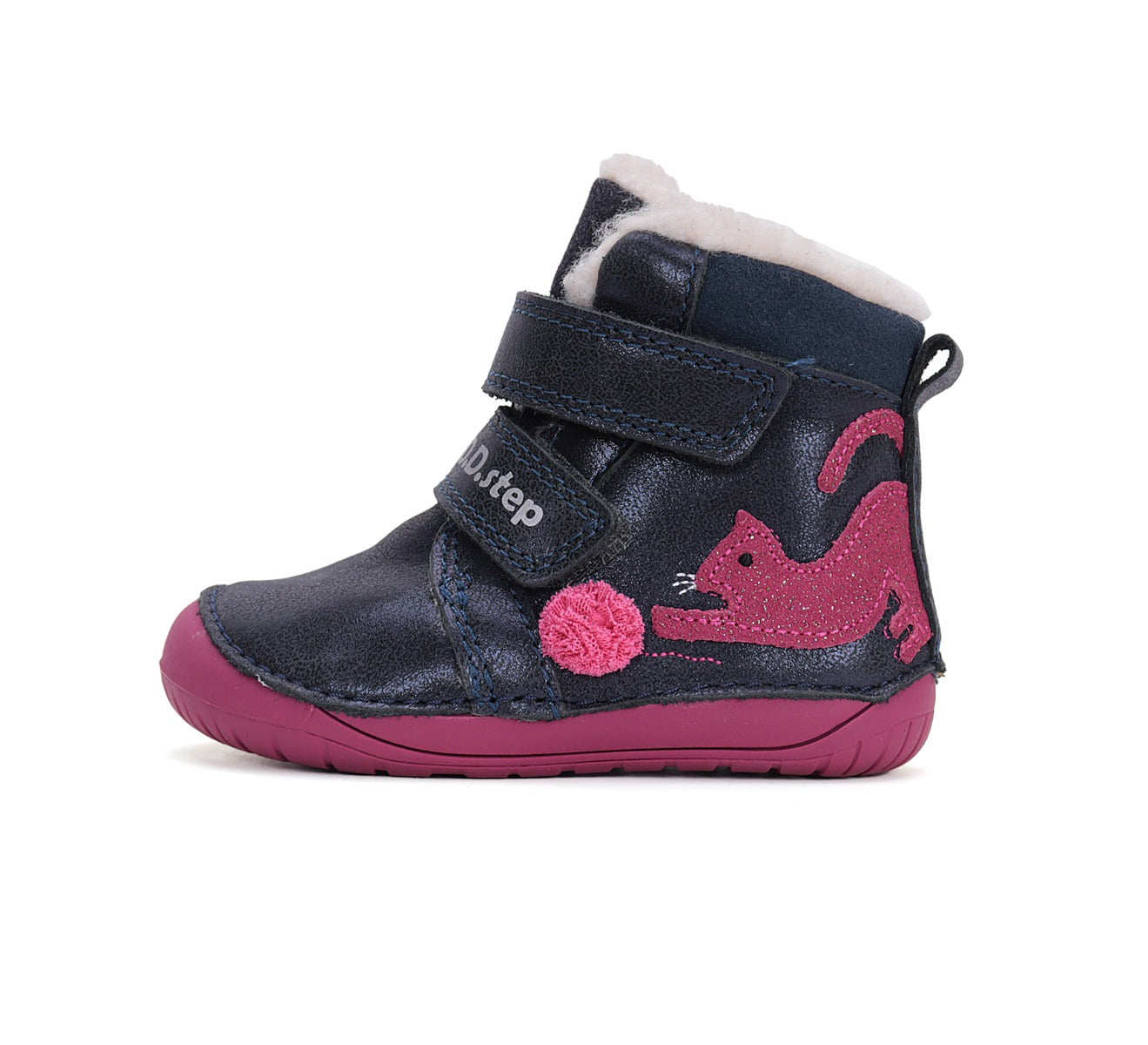 D.D.Step ghete fete Barefoot imblanite 20-25 Royal Blue cu pisica Imagine secundară a produsului