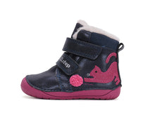 D.D.Step ghete fete Barefoot imblanite 20-25 Royal Blue cu pisica