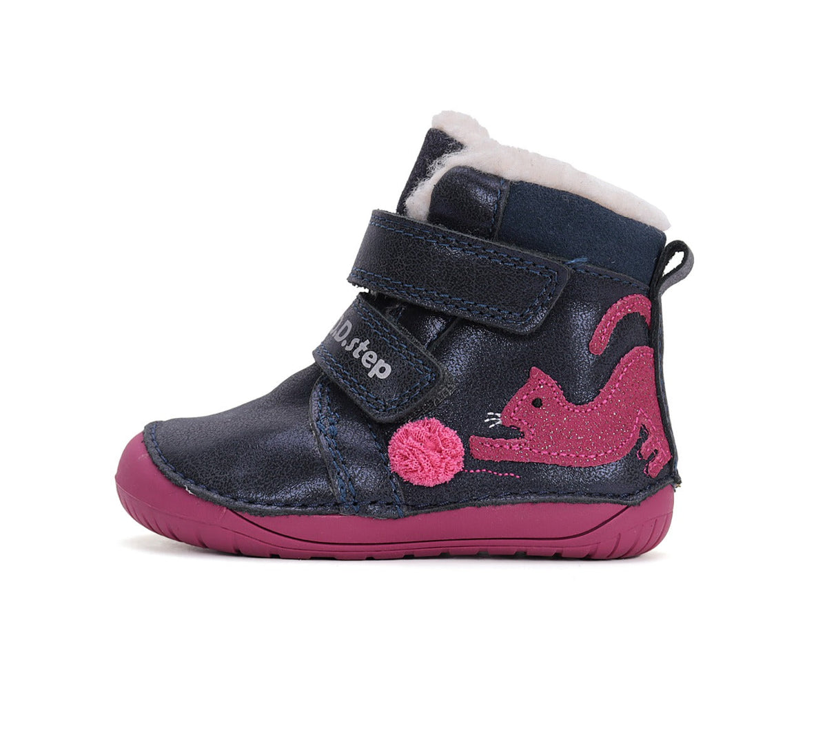 D.D.Step ghete fete Barefoot imblanite 20-25 Royal Blue cu pisica