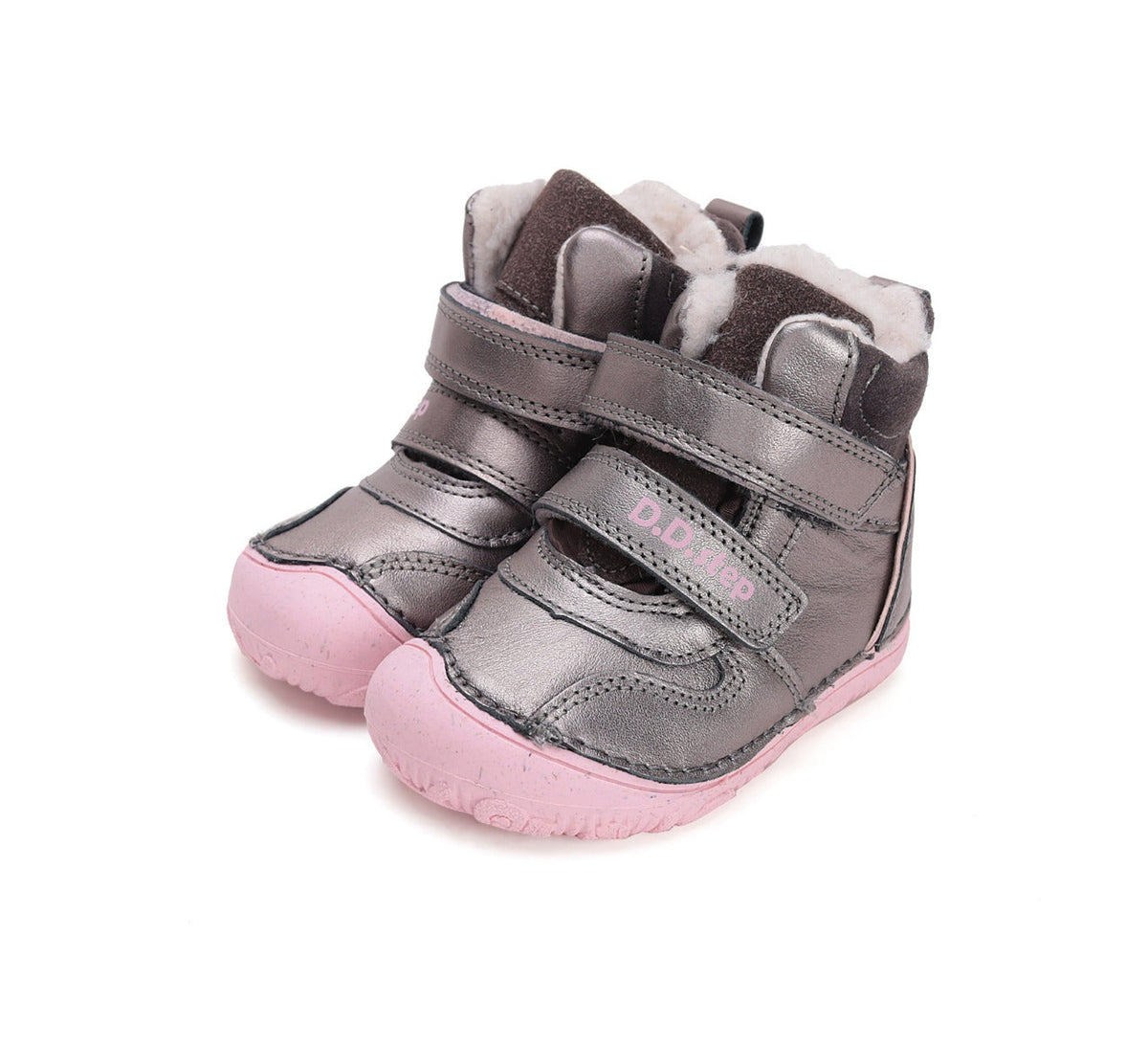 D.D.Step ghete fete Barefoot imblanite 26-31 Bronze cu roz