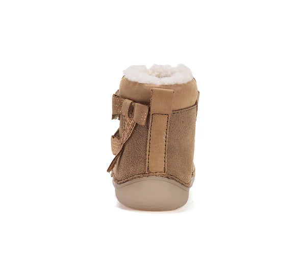 D.D.Step ghete fete Barefoot imblanite cu talpa fluorescenta 20-25 Chocolate