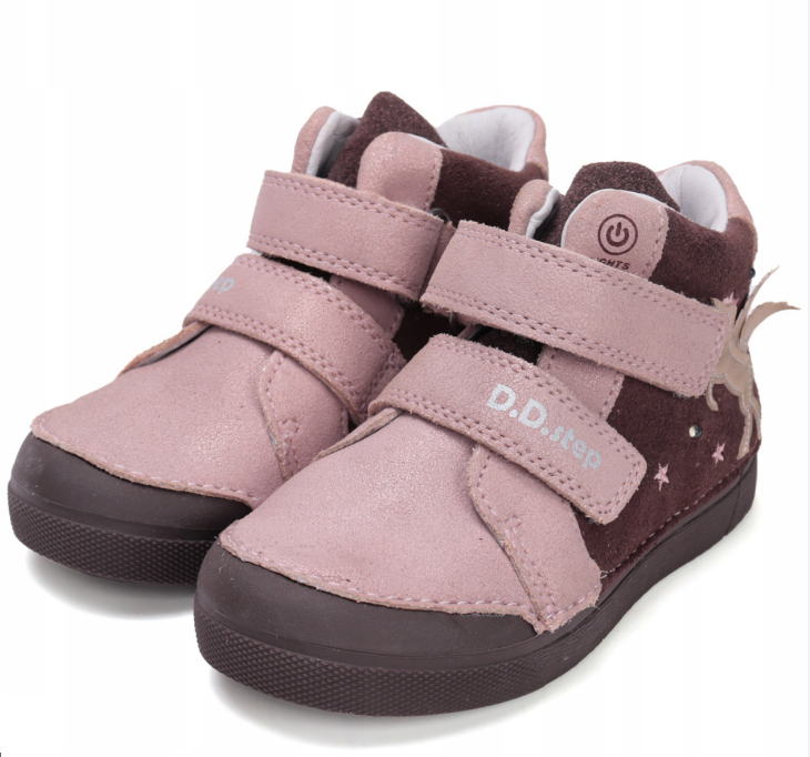 D.D.Step ghete fete cu LED 25-30 Chocolate cu unicorn