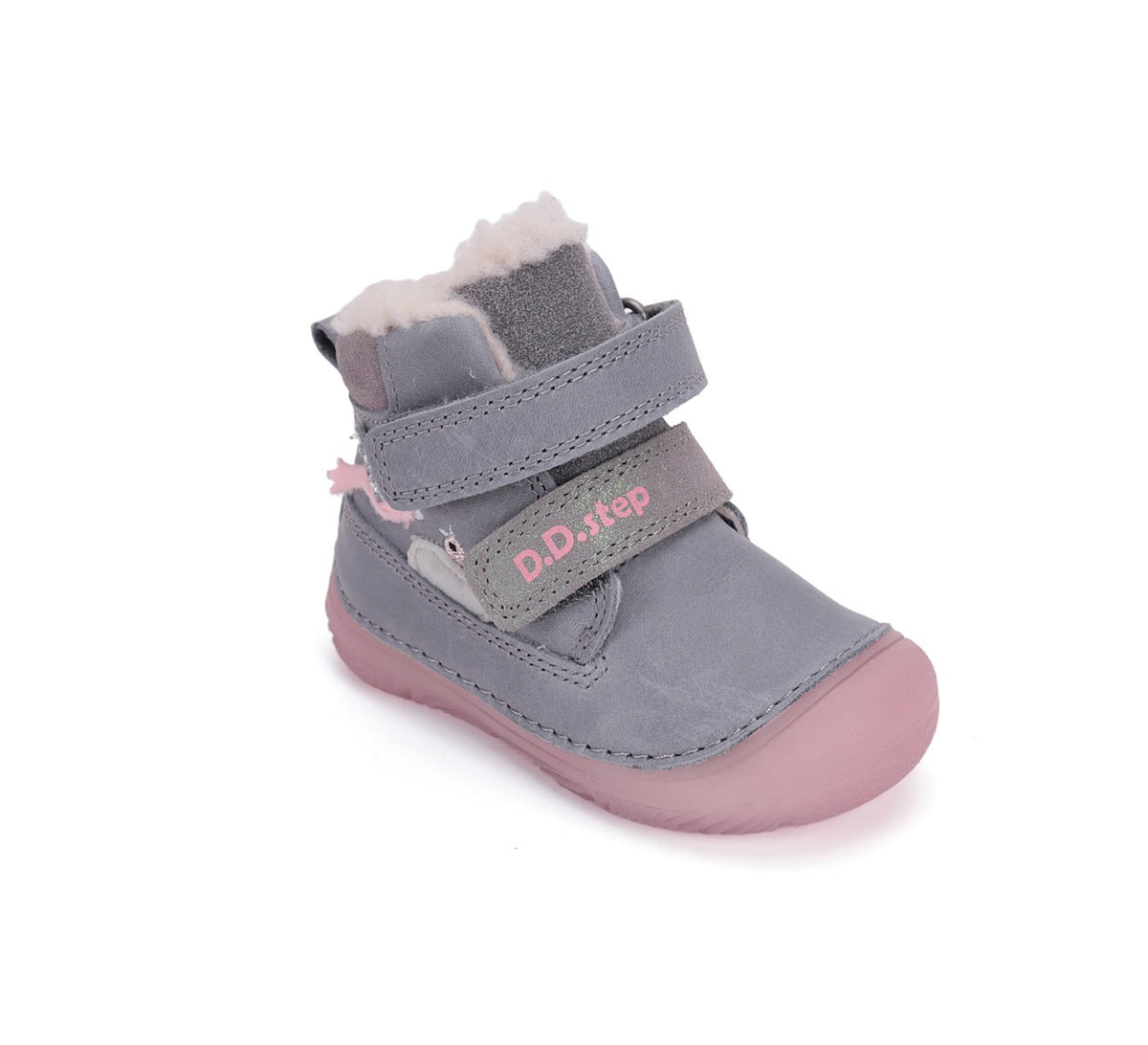 D.D.Step ghete fete imblanite cu talpa fluorescenta 26-31 Grey cu pasarele