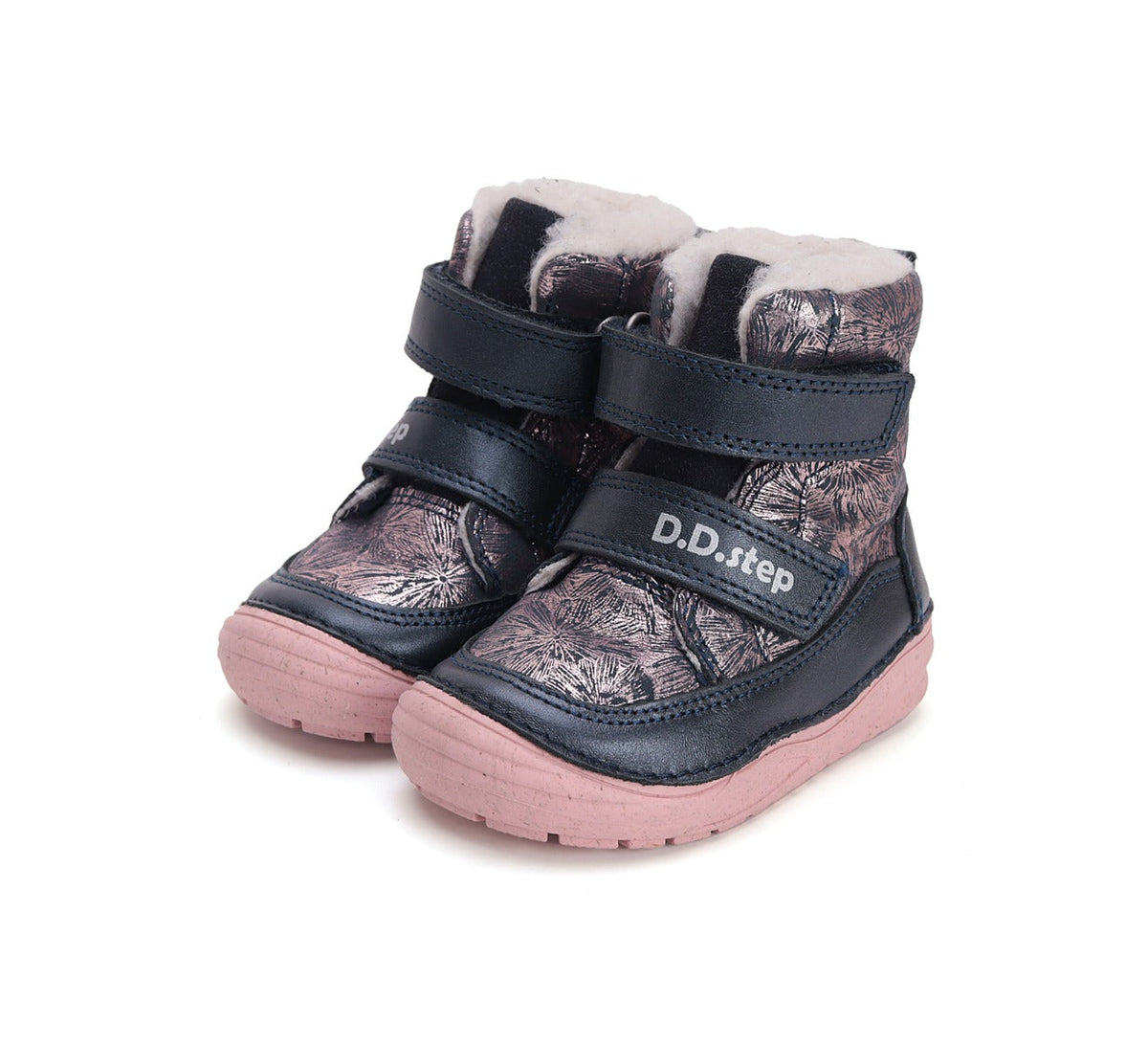 D.D.Step ghete fete imblanite 20-25 Metallic pink cu flori
