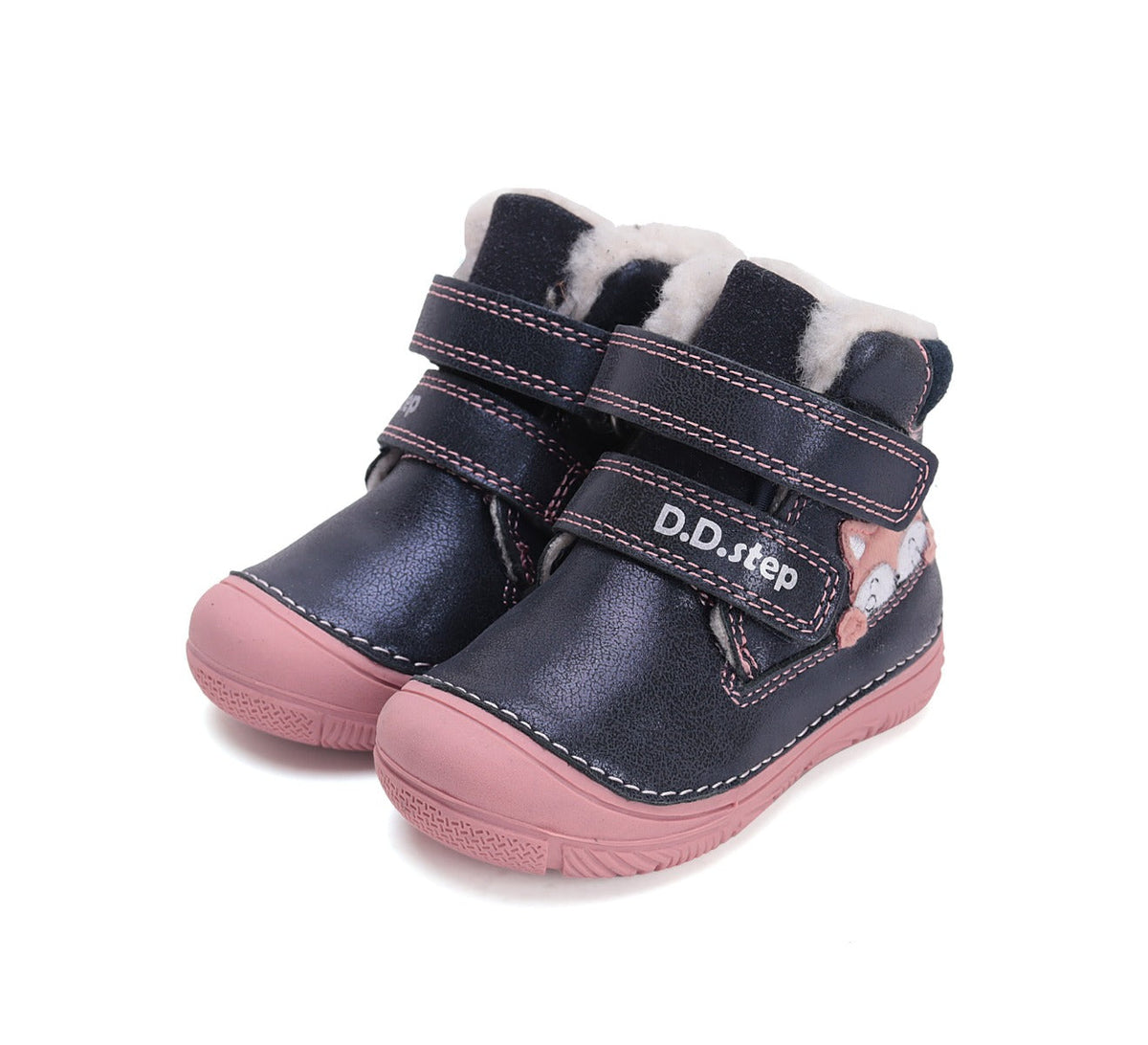 D.D.Step ghete fete imblanite 20-25 Royal Blue cu vulpe