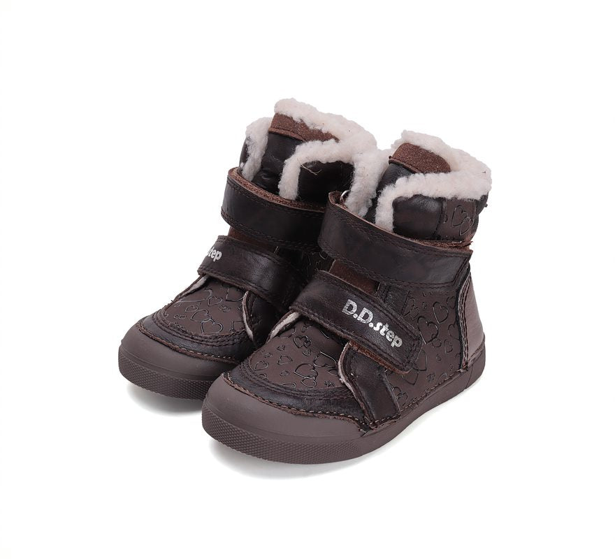D.D.Step ghete fete imblanite 25-30 Chocolate cu inimioare