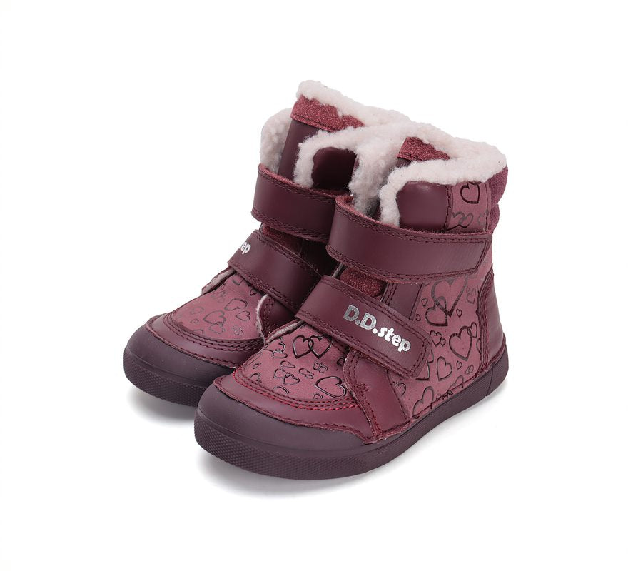 D.D.Step ghete fete imblanite 25-30 Raspberry cu inimioare
