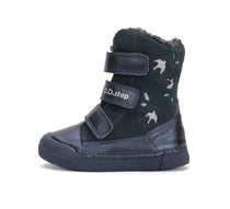 D.D.Step ghete fete imblanite 25-30 Royal Blue cu pasari