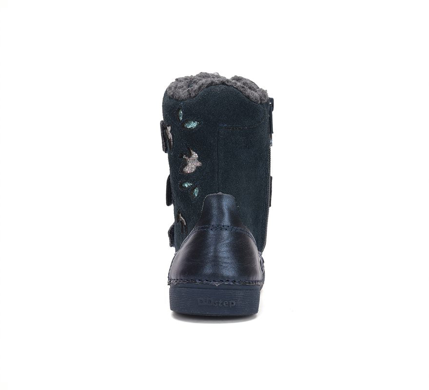 D.D.Step ghete fete imblanite 25-30 Royal Blue cu pasari