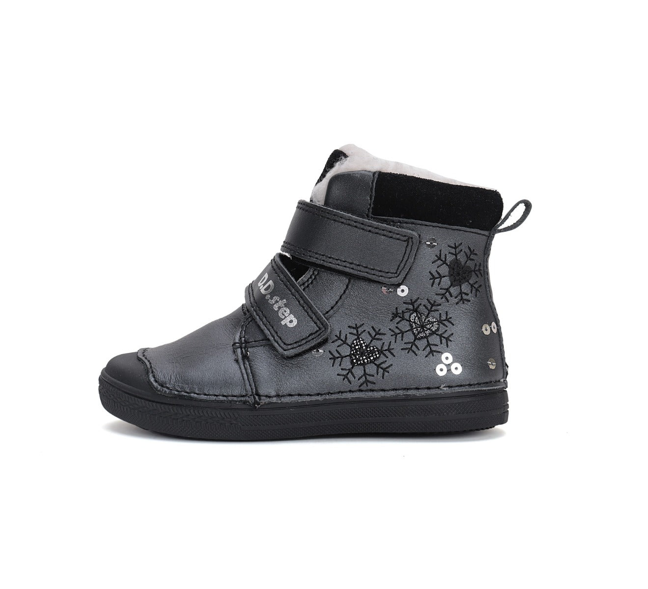 D.D.Step ghete fete imblanite 31-36, Black cu fulgi de zapada Imagine secundară a produsului