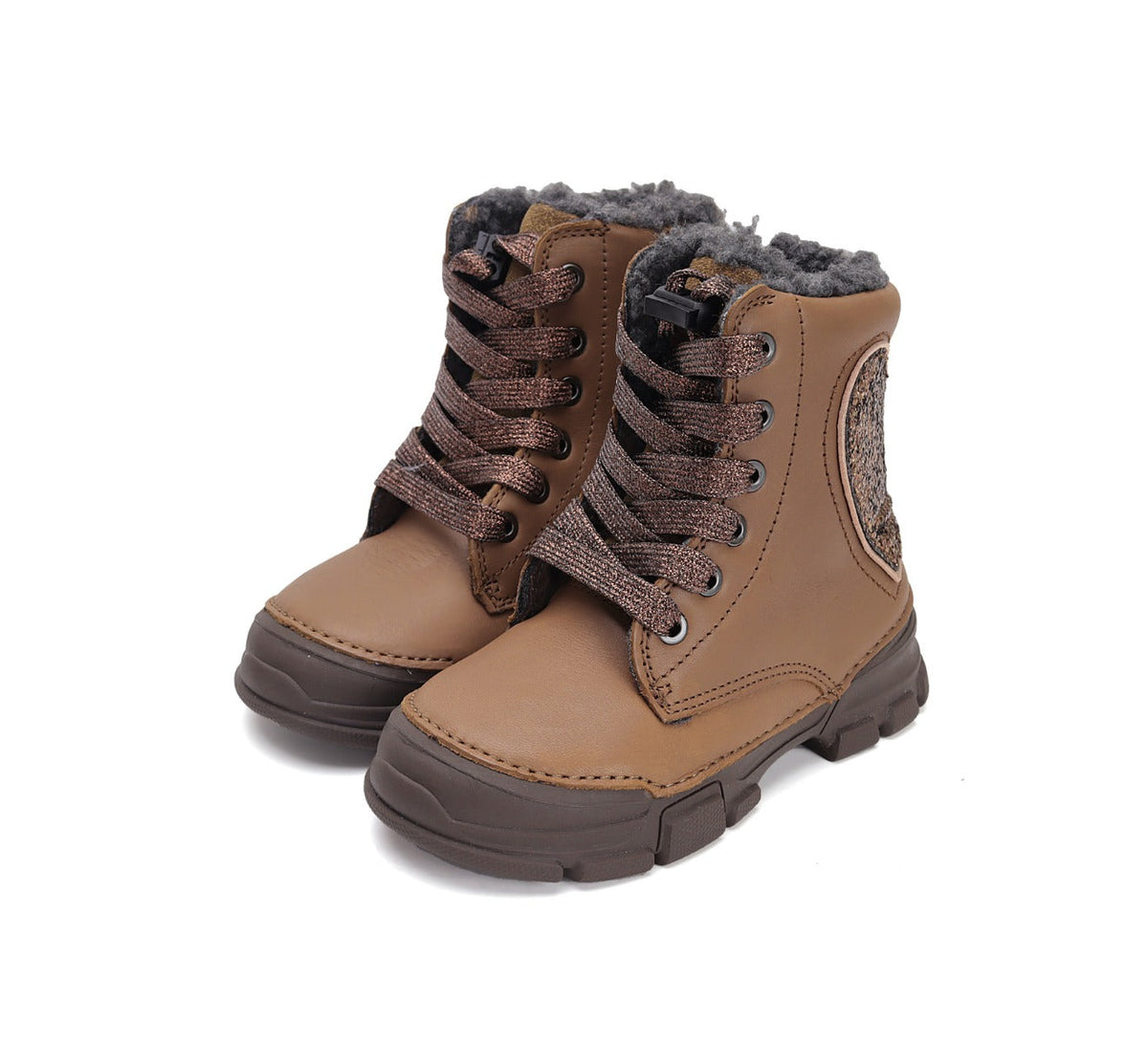 D.D.Step ghete fete imblanite 31-36 Chocolate cu inimioara