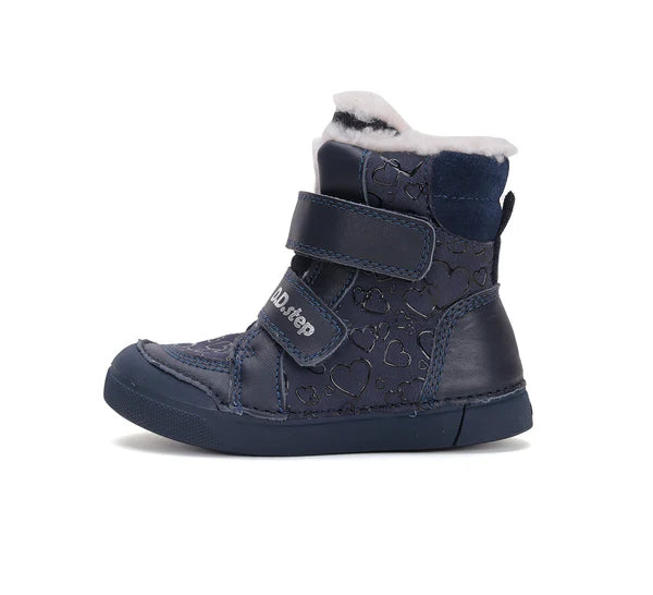 D.D.Step bélelt lány bakancs 31-36 Royal Blue szívecskékkel Másodlagos kép