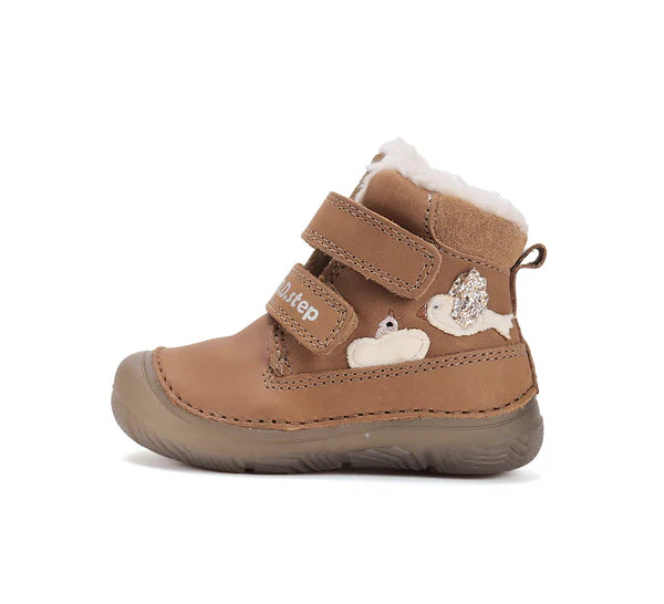 D.D.Step ghete fete imblanite cu talpa fluorescenta 20-25 Chocolate cu pasarele