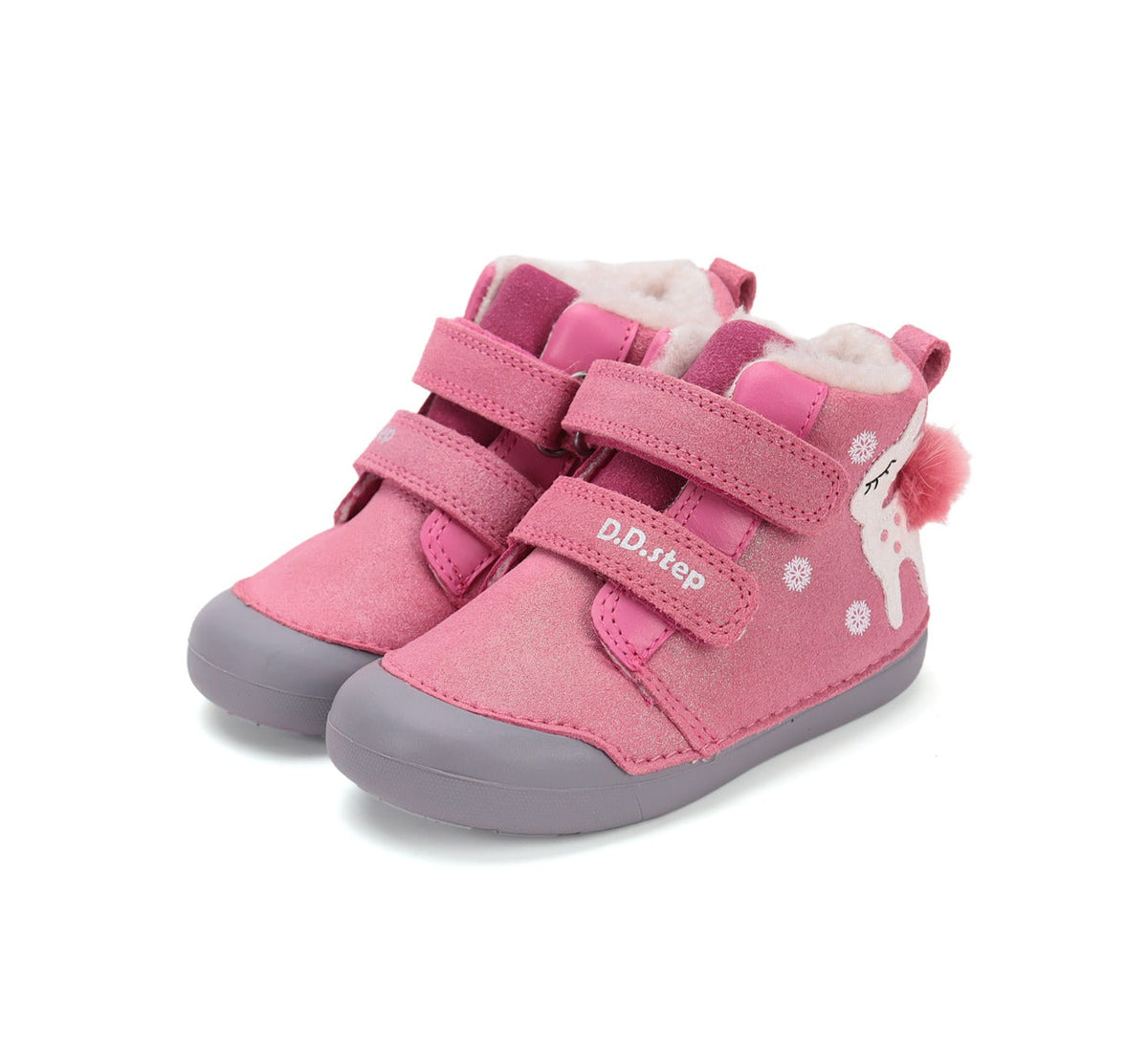 D.D.Step ghete fete imblanite Primii Pasi 20-25 Dark Pink cu caprioara Imagine principală a produsului