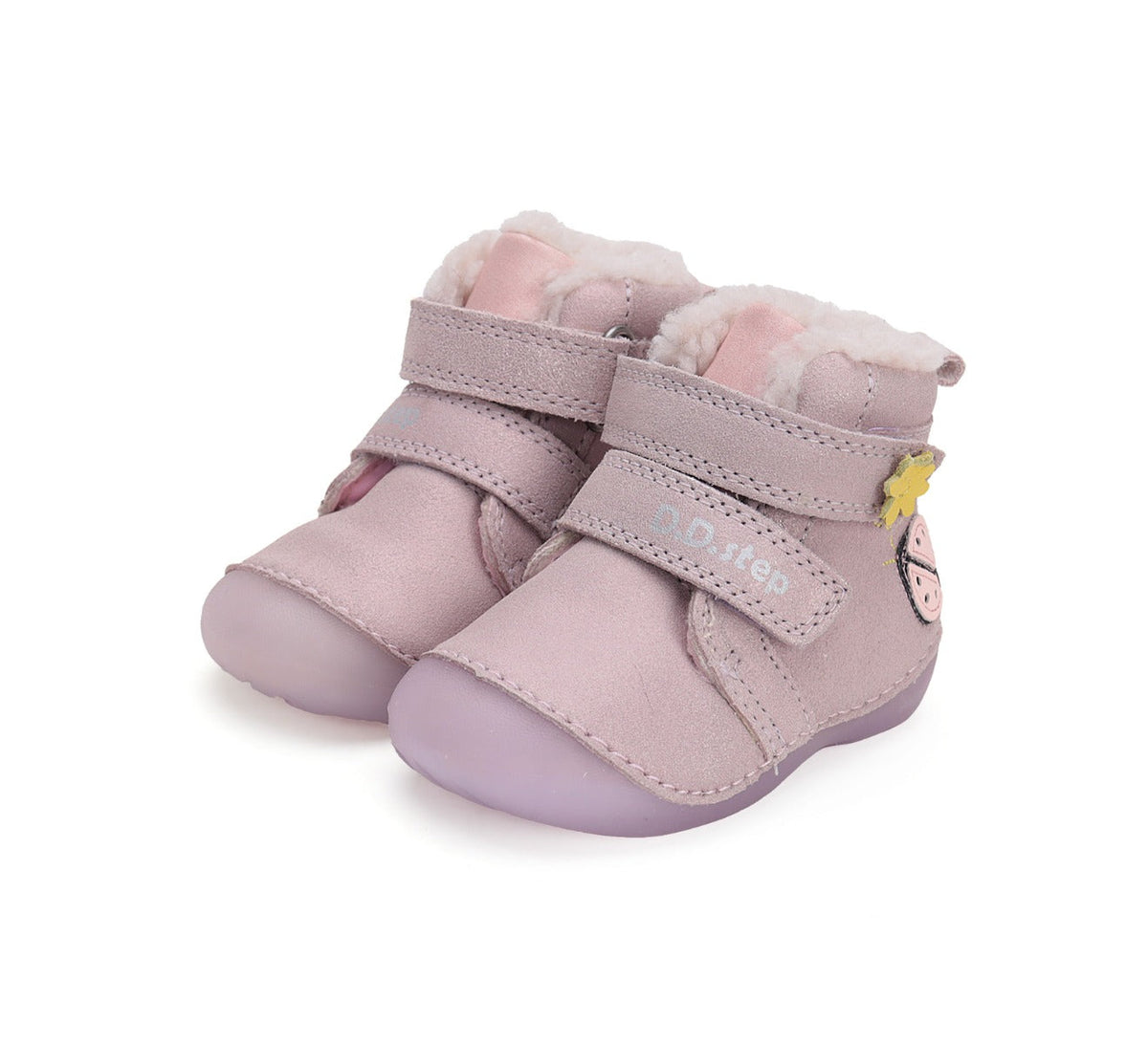 D.D.Step ghete fete Primii pasi imblanite fluorescente 19-24 Mauve cu buburuza
