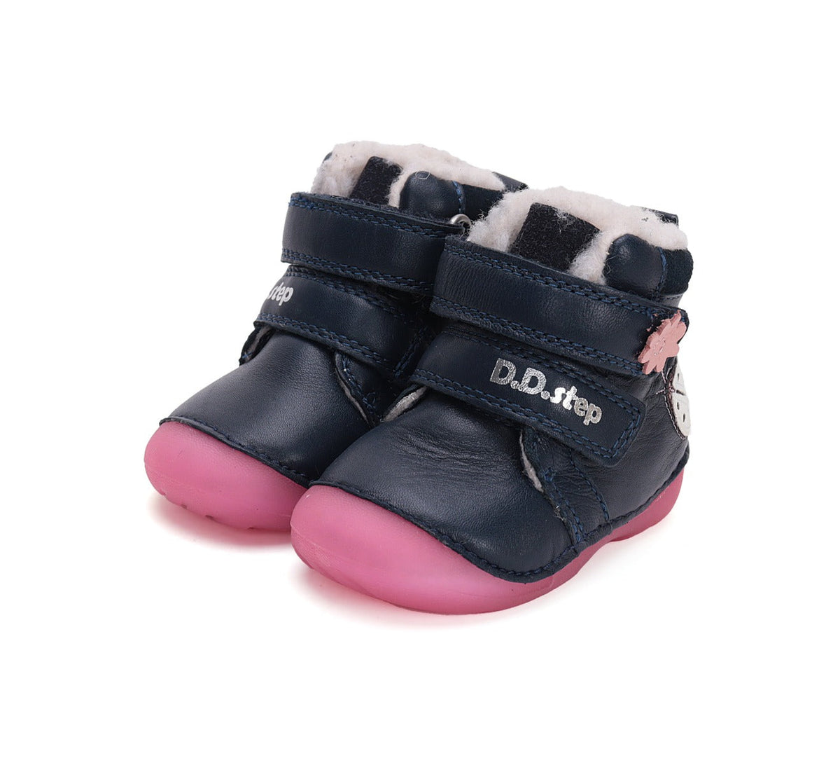 D.D.Step ghete fete Primii pasi imblanite fluorescente 19-24 Royal Blue cu buburuza