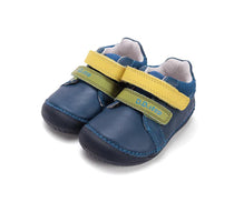 D.D.Step pantofi baieti Barefoot 20-25 Bermuda Blue cu galben si verde