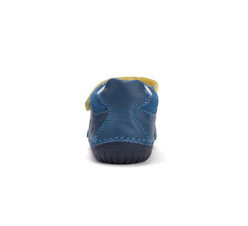 D.D.Step pantofi baieti Barefoot 20-25 Bermuda Blue cu galben si verde