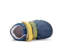 D.D.Step pantofi baieti Barefoot 20-25 Bermuda Blue cu galben si verde