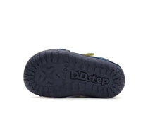 D.D.Step pantofi baieti Barefoot 20-25 Bermuda Blue cu galben si verde