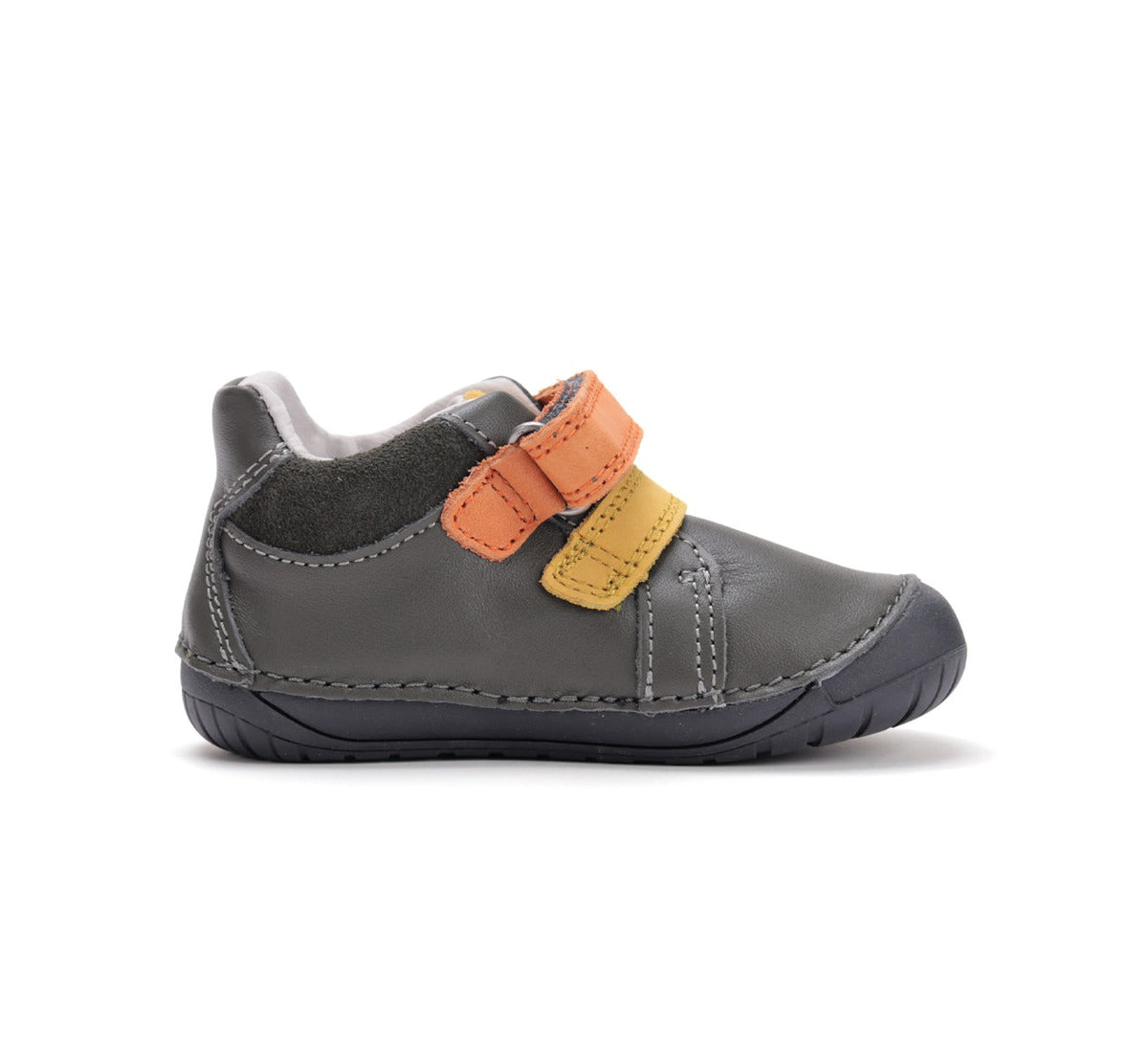 D.D.Step pantofi baieti Barefoot 20-25 Khaki cu portocaliu si galben